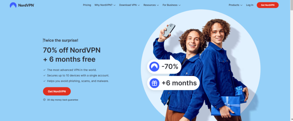 an image showing the interface of NordVPN